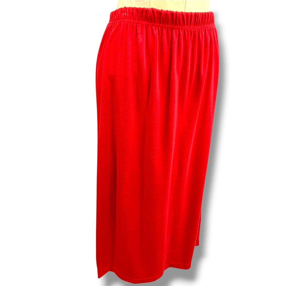 Large Casual Corner Womens Red Pull On Knit Midi Skirt Cotton Soft